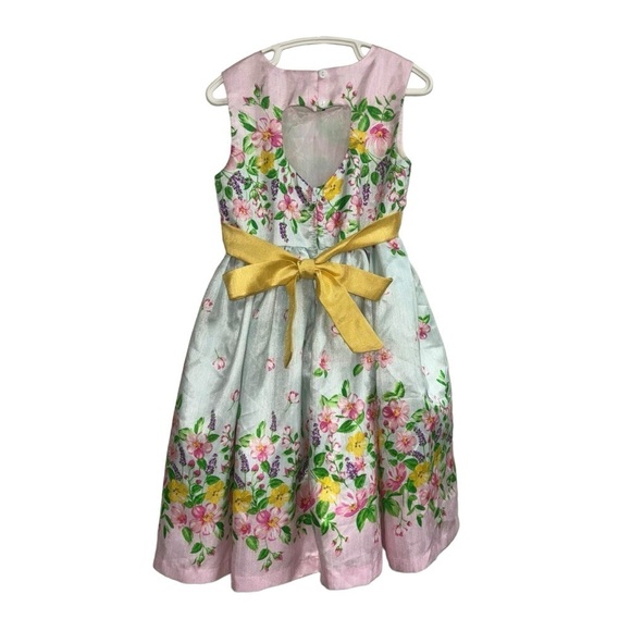 Nannette Kids Girl's Size 5T Formal Fit & Flare Dress Floral Keyhole Back Sash - Picture 5 of 7